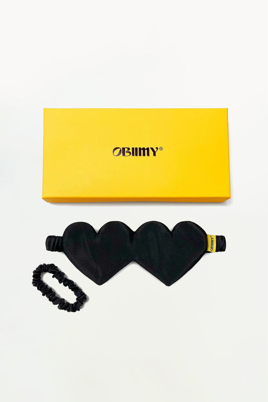 Gift set: sleep mask and hair scrunchie “Heartbeat”, black