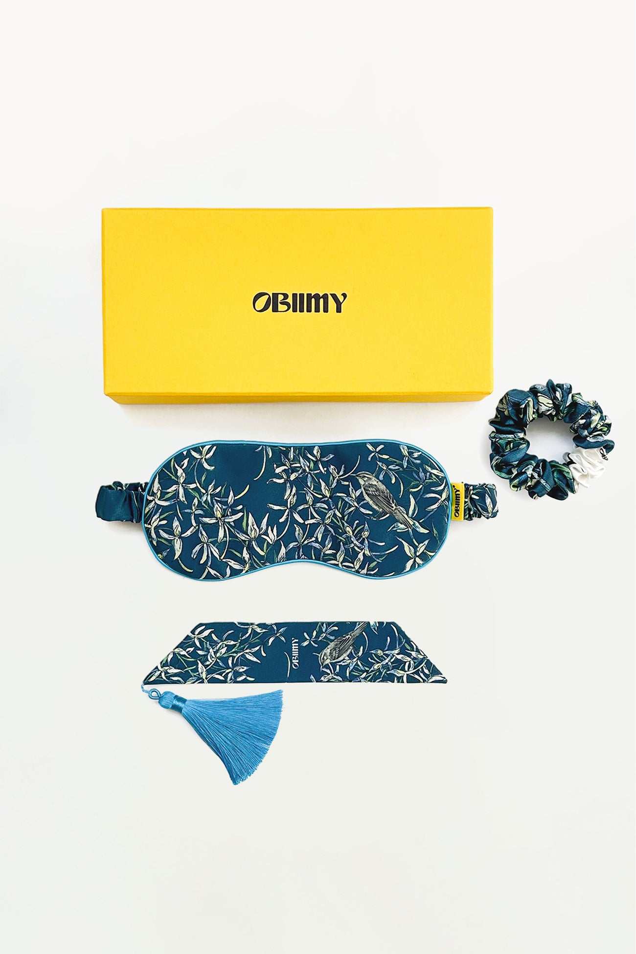 Sleep mask, bookmark and silk scrunchie "Melody of Two"