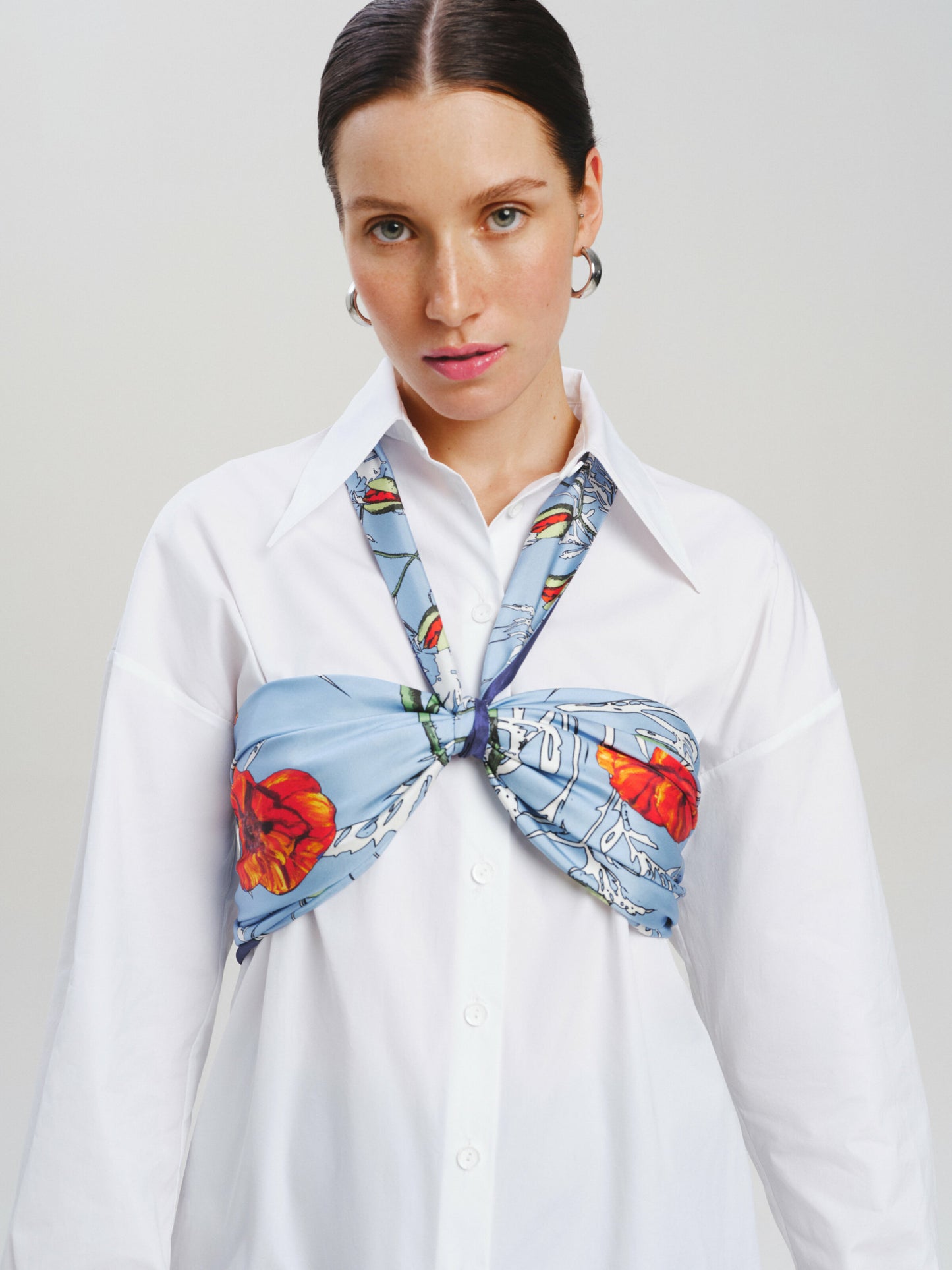 Premium silk scarf "Poppy Flower" 26"x26"