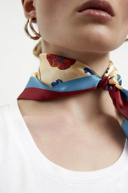 Premium silk scarf "Falling in love" 17"x17"