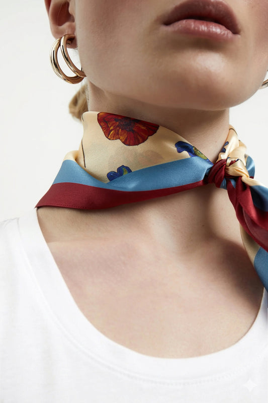 Premium silk scarf "Falling in love" 17"x17"