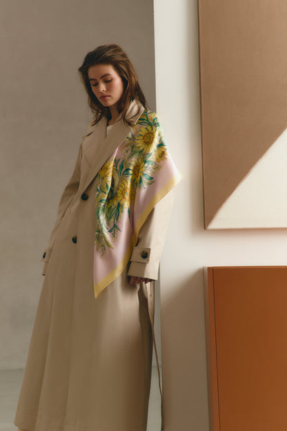 Silk Scarf "Circle of the Sun" 26"x26" (Double-sided print)