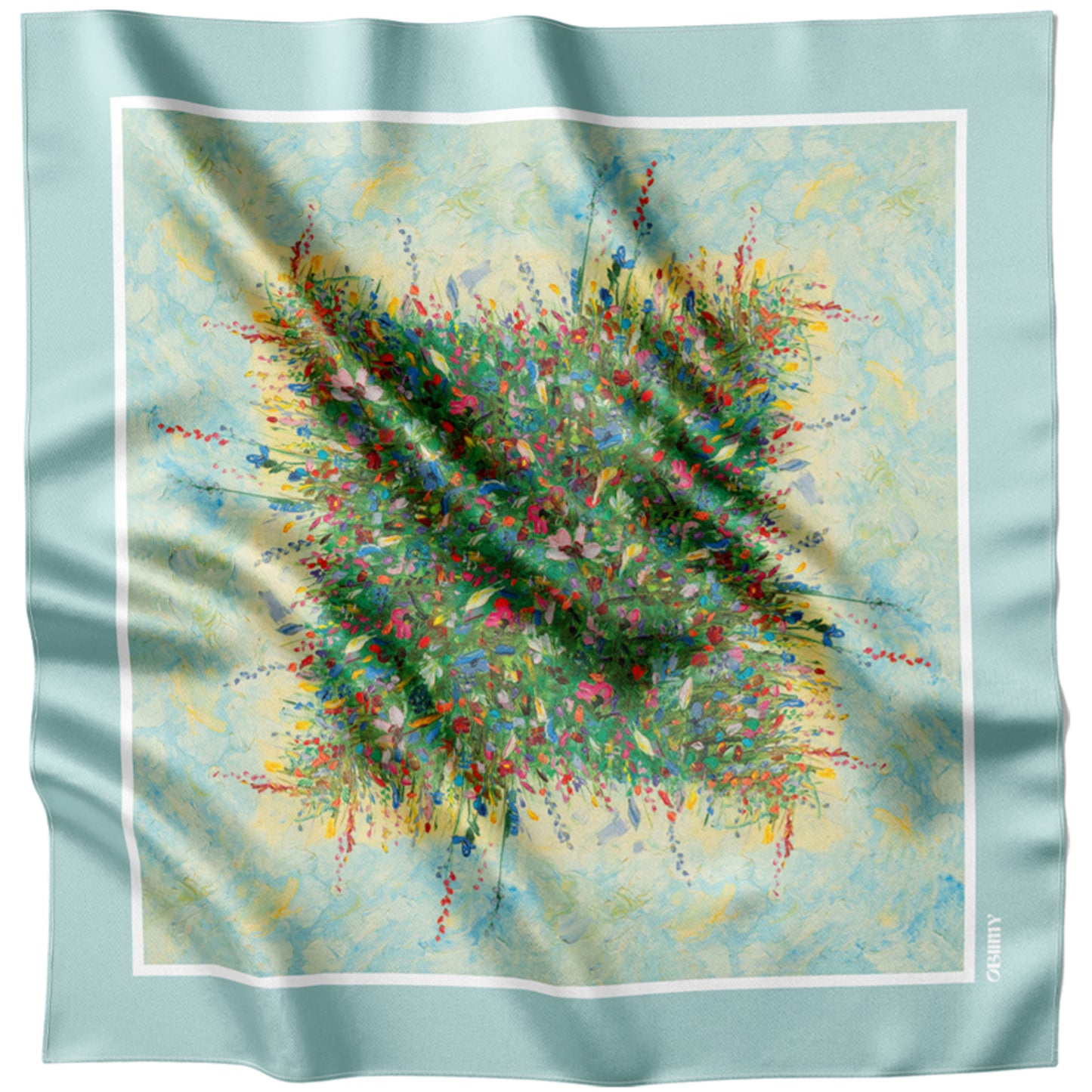 Silk pocket square "Summer Field" 17"x17" (Double-sided print)
