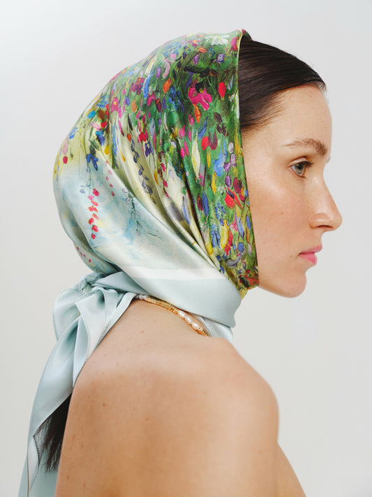 Silk Scarf "Summer Field" 26"x26" (Double-sided print)