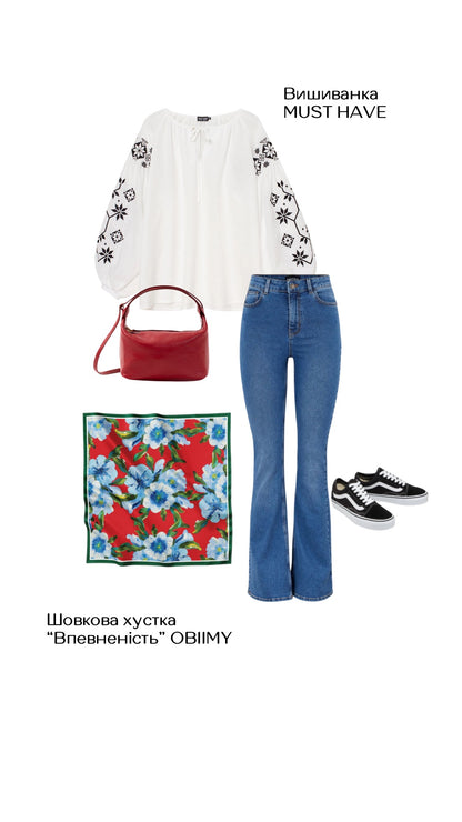 Silk Scarf "Confidence" 35"x35" (Double-sided print)