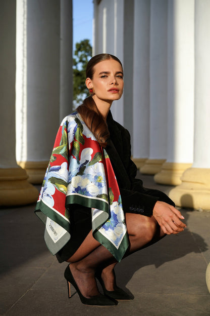 Silk Scarf "Confidence" 26"x26" (Double-sided print)
