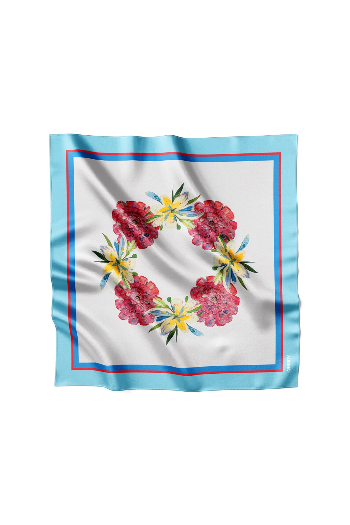 Premium silk scarf "Summer wreath" 26"x26"