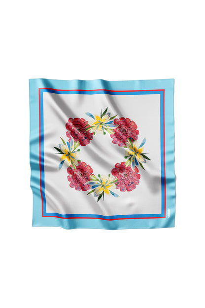 Premium silk scarf "Summer wreath" 26"x26"