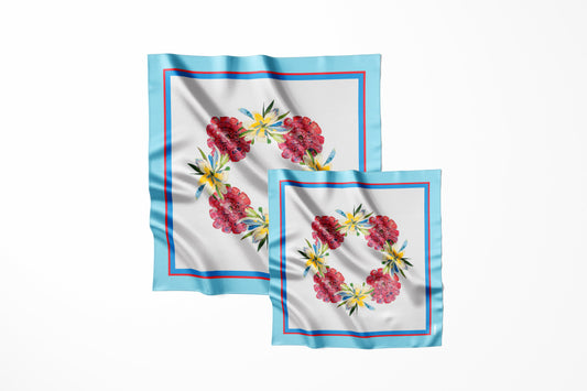 Premium silk scarf "Summer wreath" 26"x26"