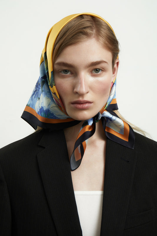 Premium silk scarf "Sun Kiss" 17"x17"