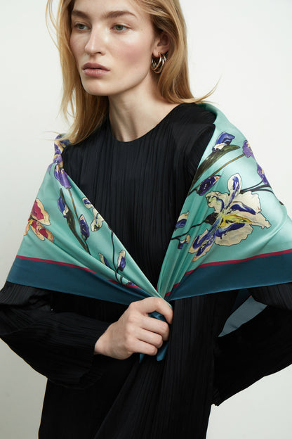 Premium silk scarf "The Awakening" 17"x17"