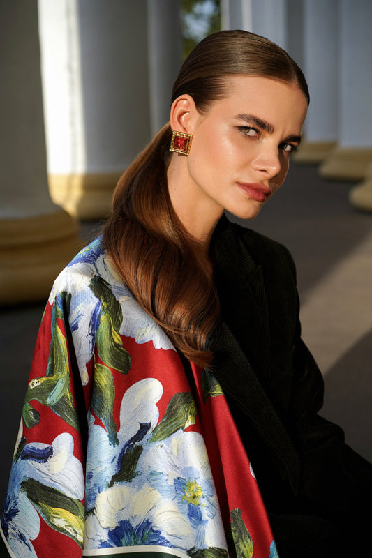 Premium silk scarf "Confidence" 17"x17"