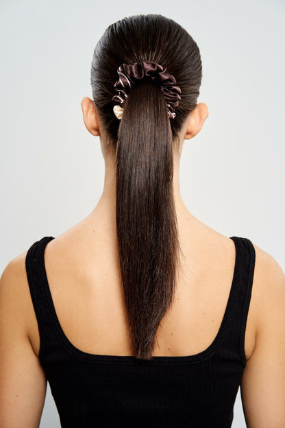 Silk scrunchie "Morning coffee"