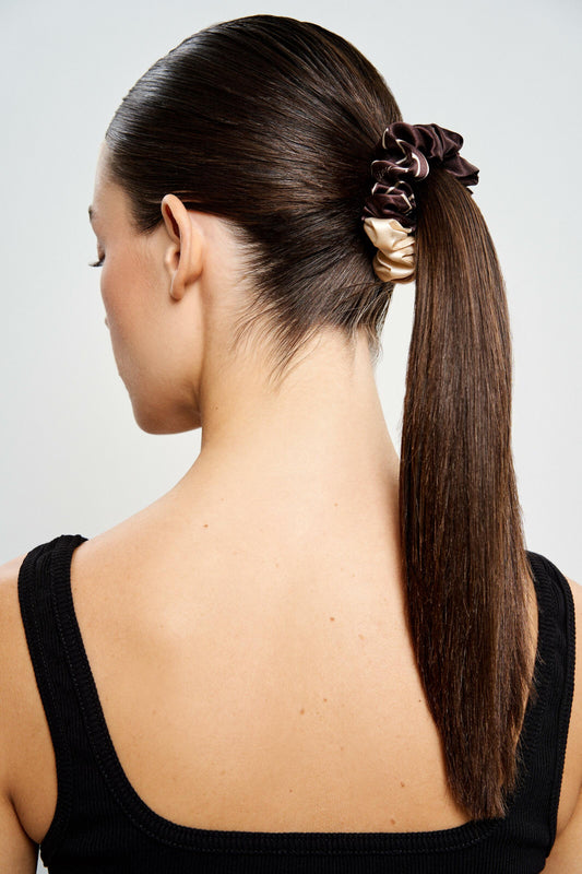 Silk scrunchie "Morning coffee"