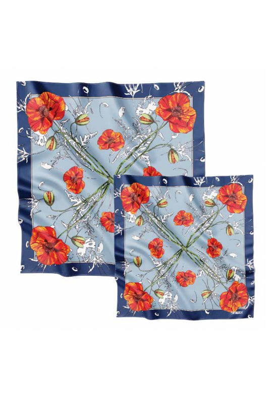 Silk Scarf "Poppy Blossom" 26"x26" (Double-sided print)