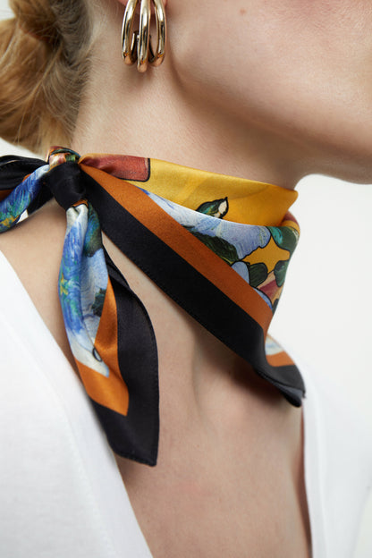 Silk pocket square "Sun Kiss" 17"x17"