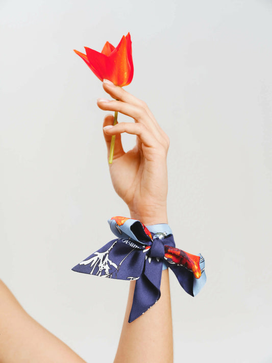 Twill and scrunchie "Poppy Flower"