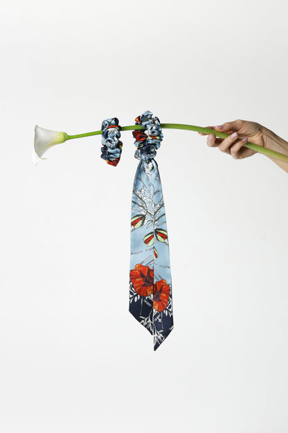 Twill and scrunchie "Poppy Flower"